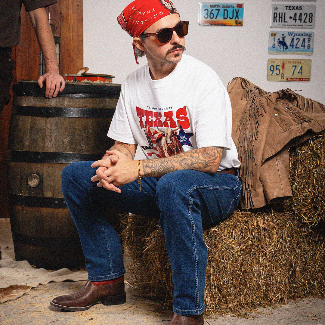 TEXAS RODEO BULL - WHITE HEAVY TEE