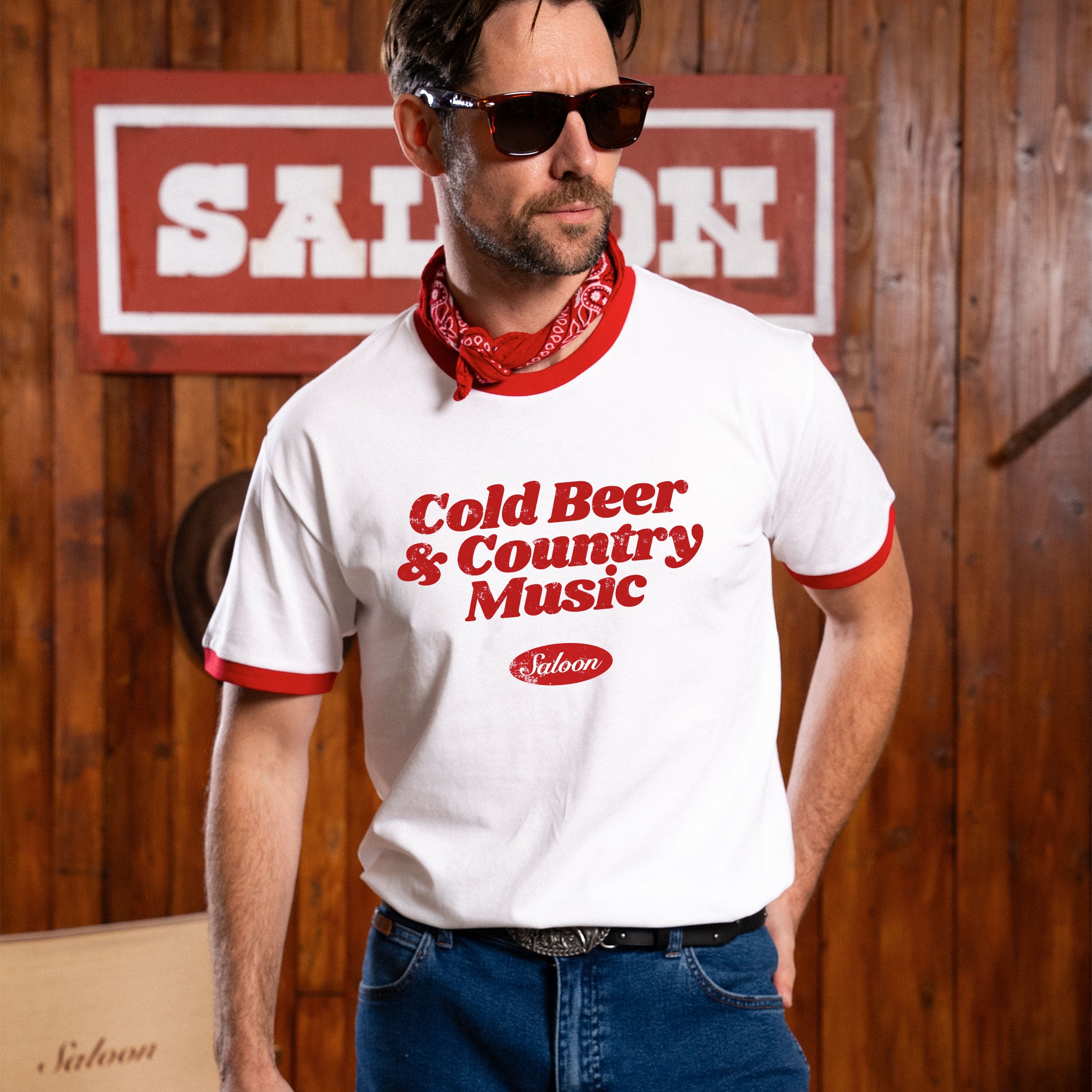 Cold Beer & Country Music - Red Ringer Tee