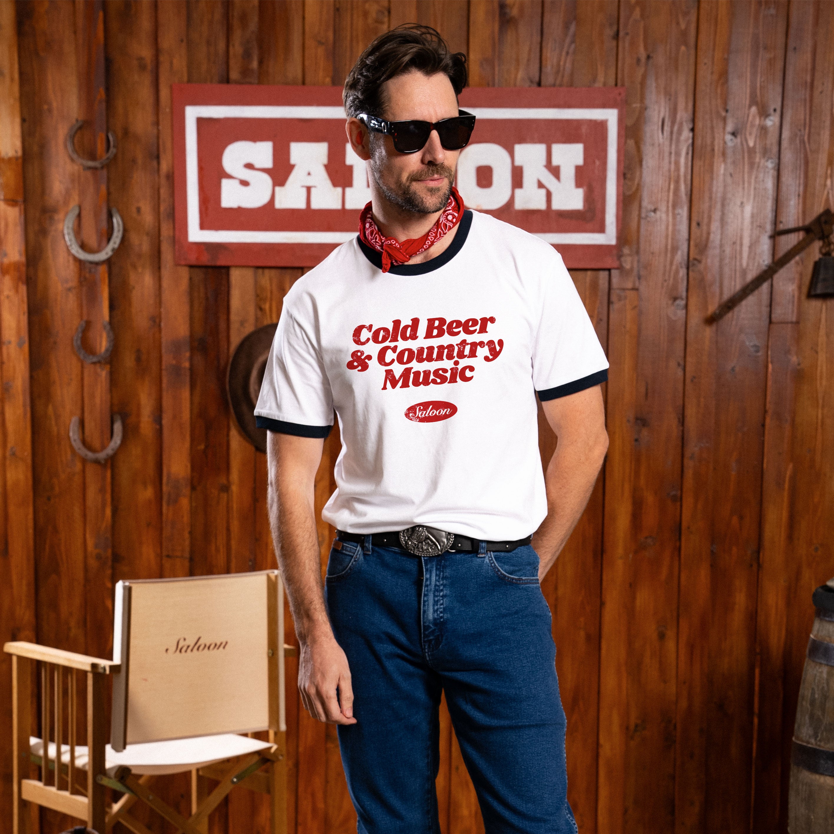Cold Beer & Country Music Ringer Tee - Black