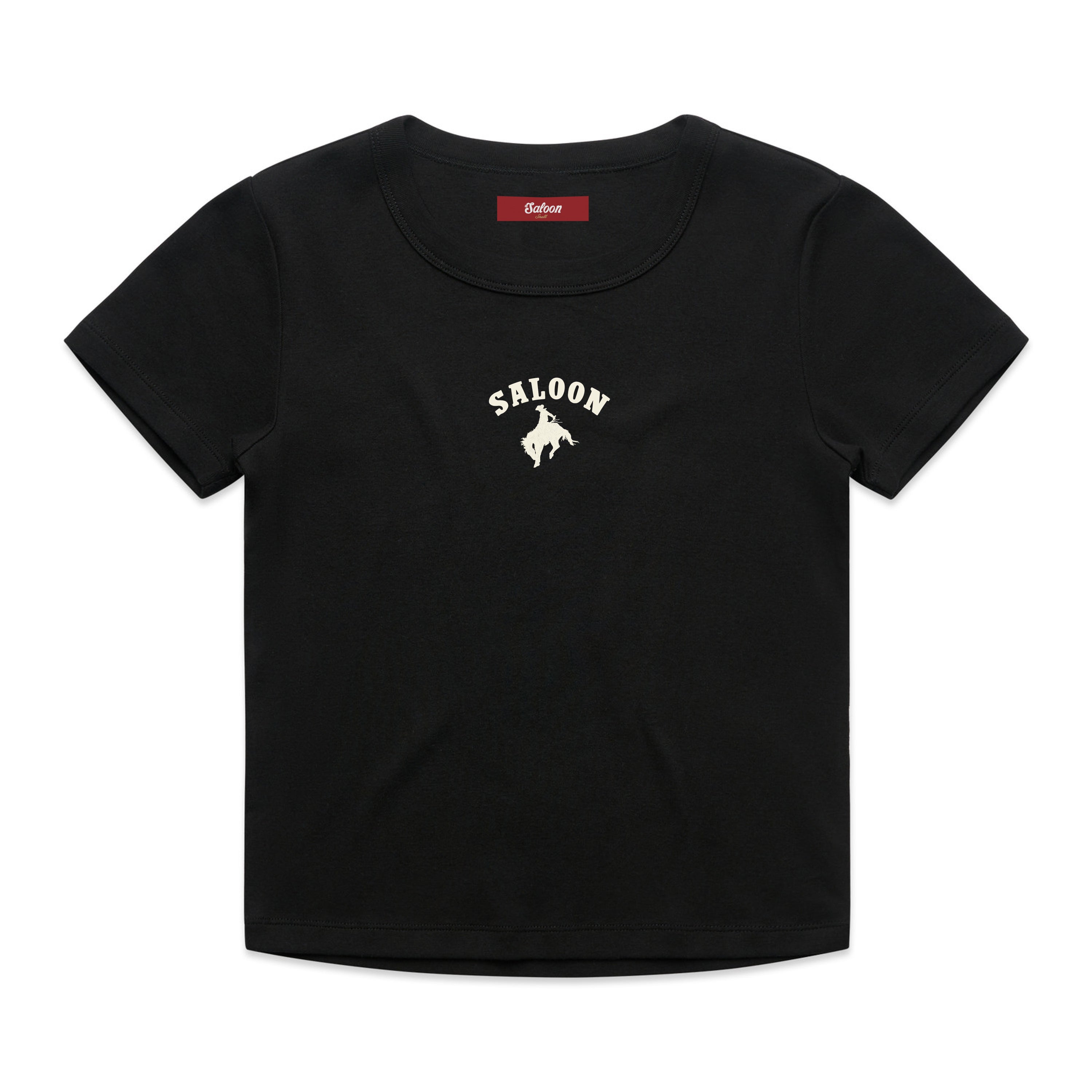 Saloon Cowboy Wo's Baby Tee - Black