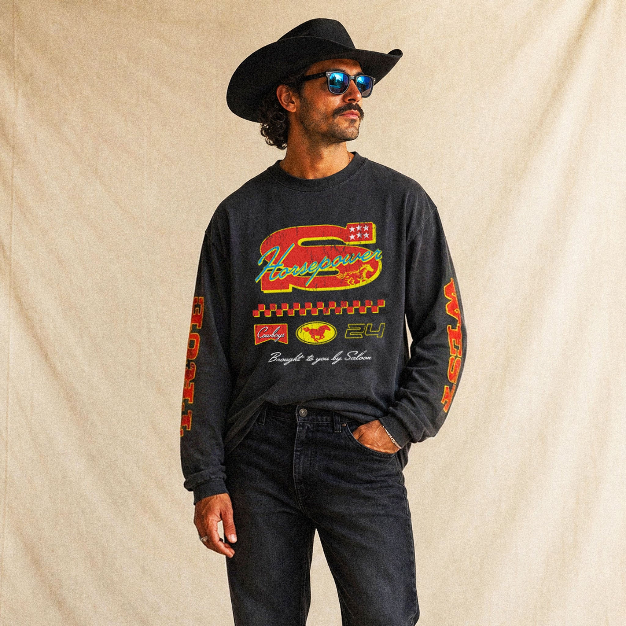 HORSEPOWER MOTO - HEAVY FADED L/S TEE