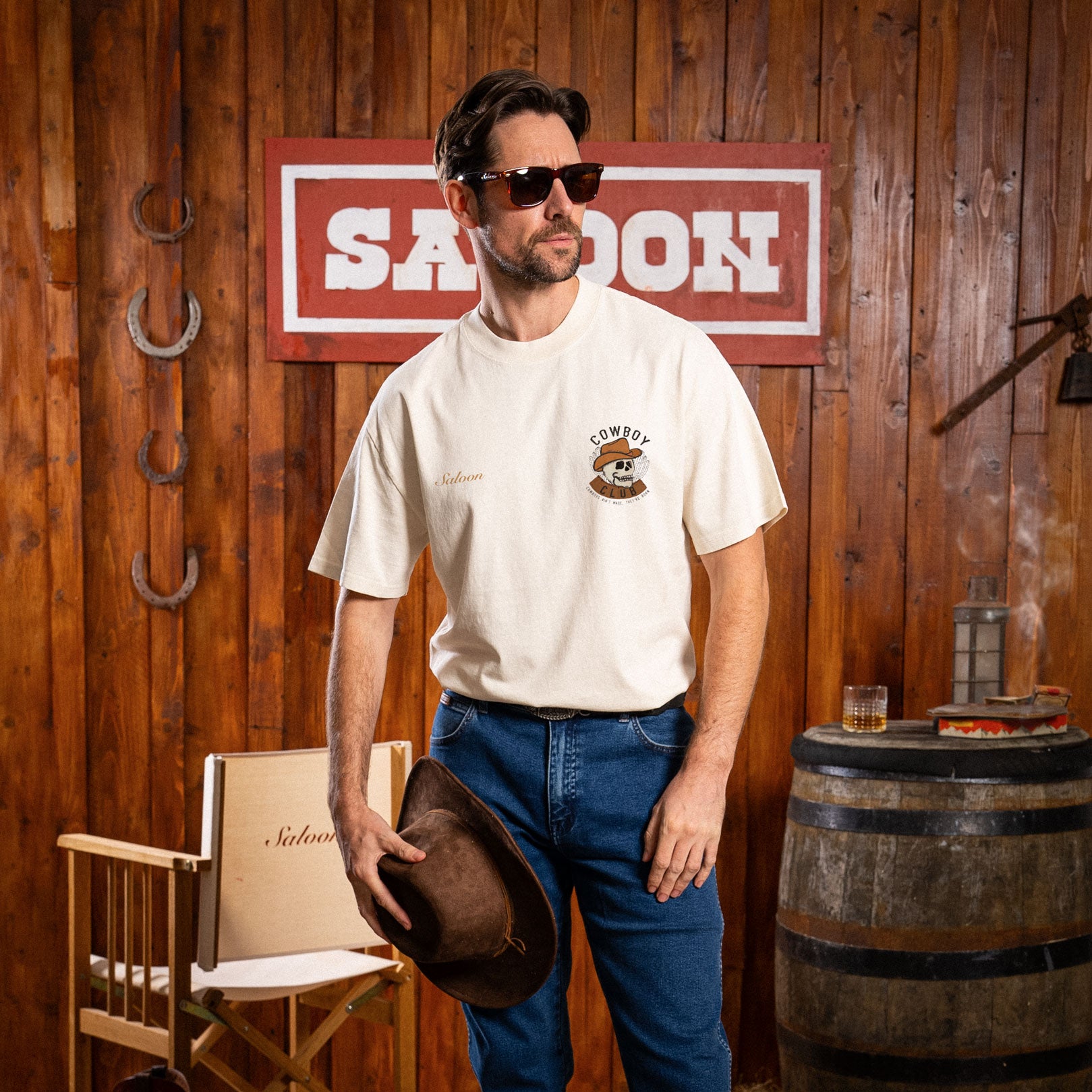 COWBOY CLUB SKULL - HEAVY TEE (SALE)