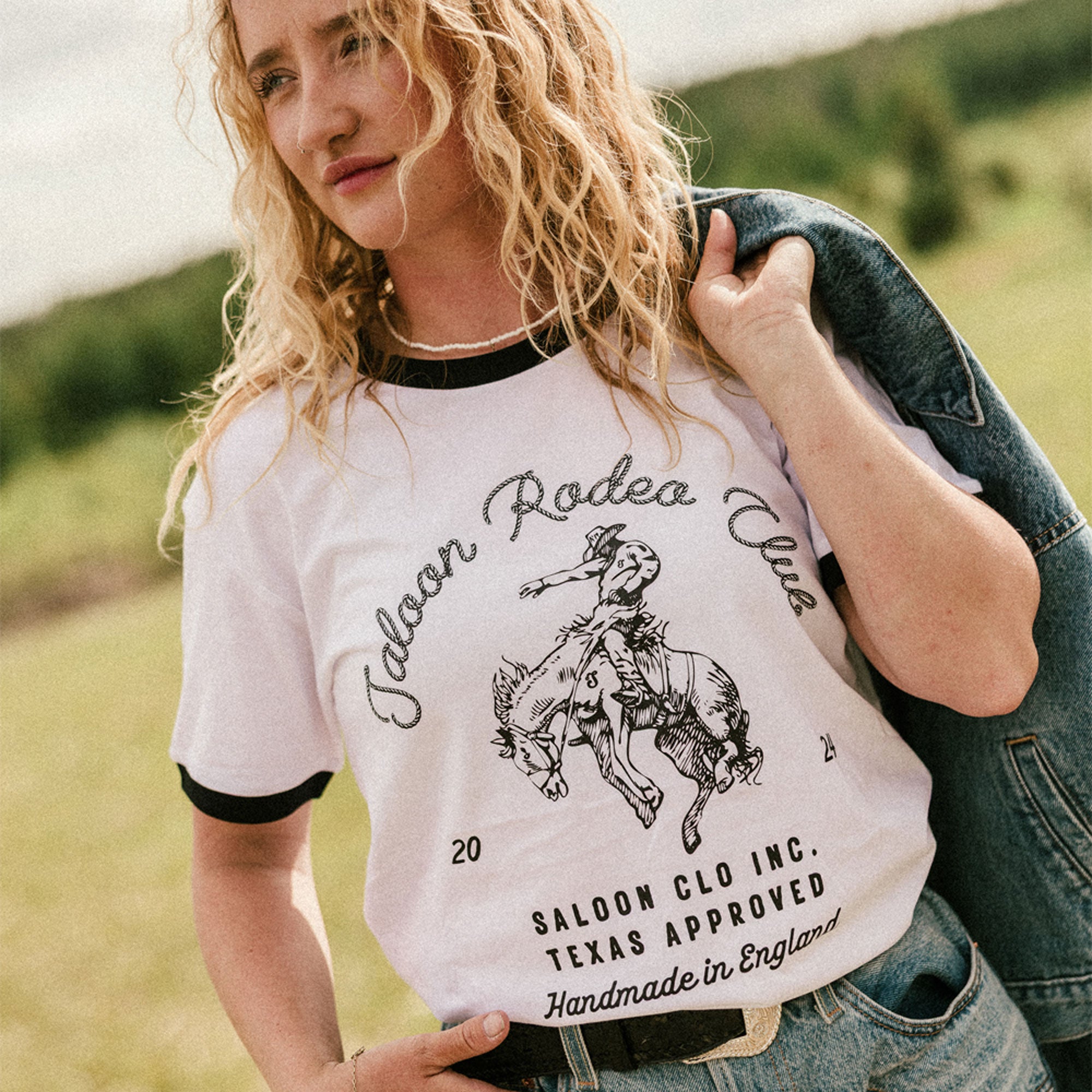 Saloon Rodeo Club - Ringer Tee (W/B)