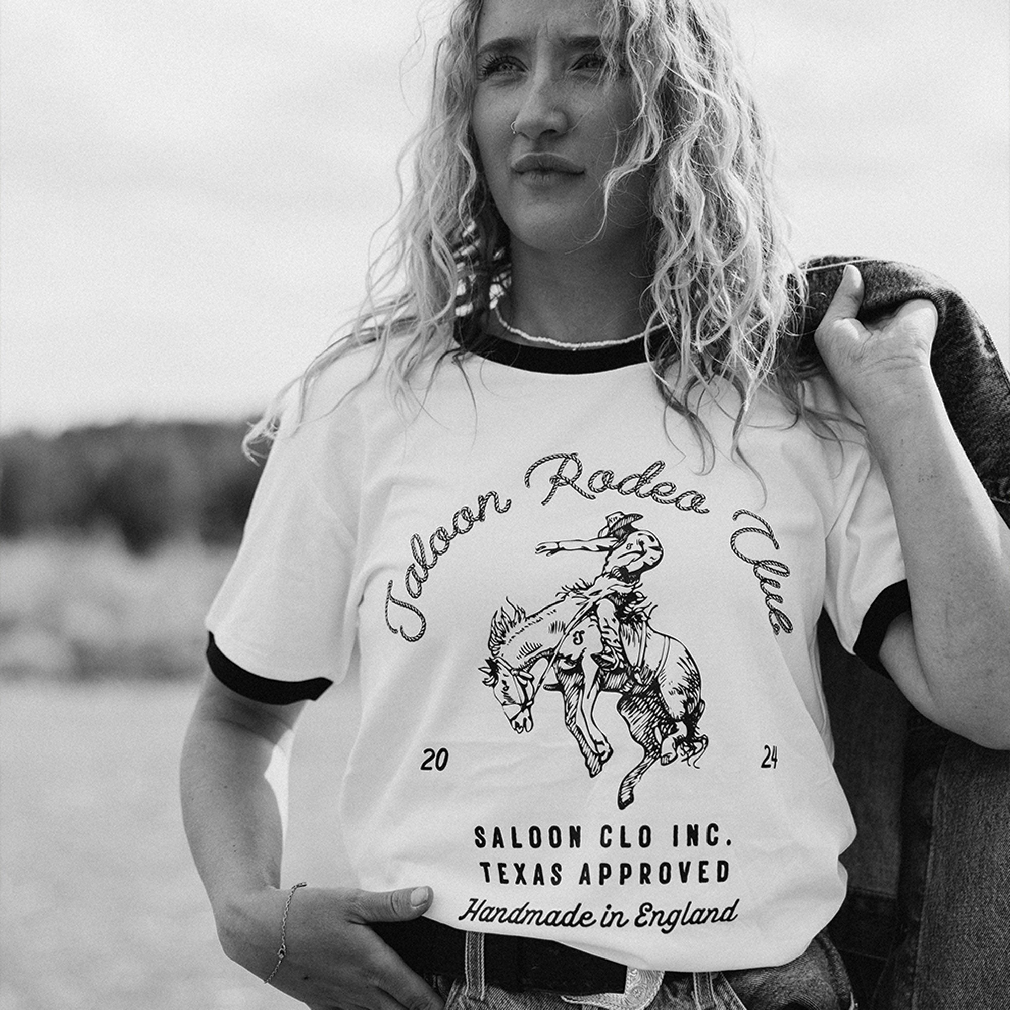 Saloon Rodeo Club - Ringer Tee (W/B)