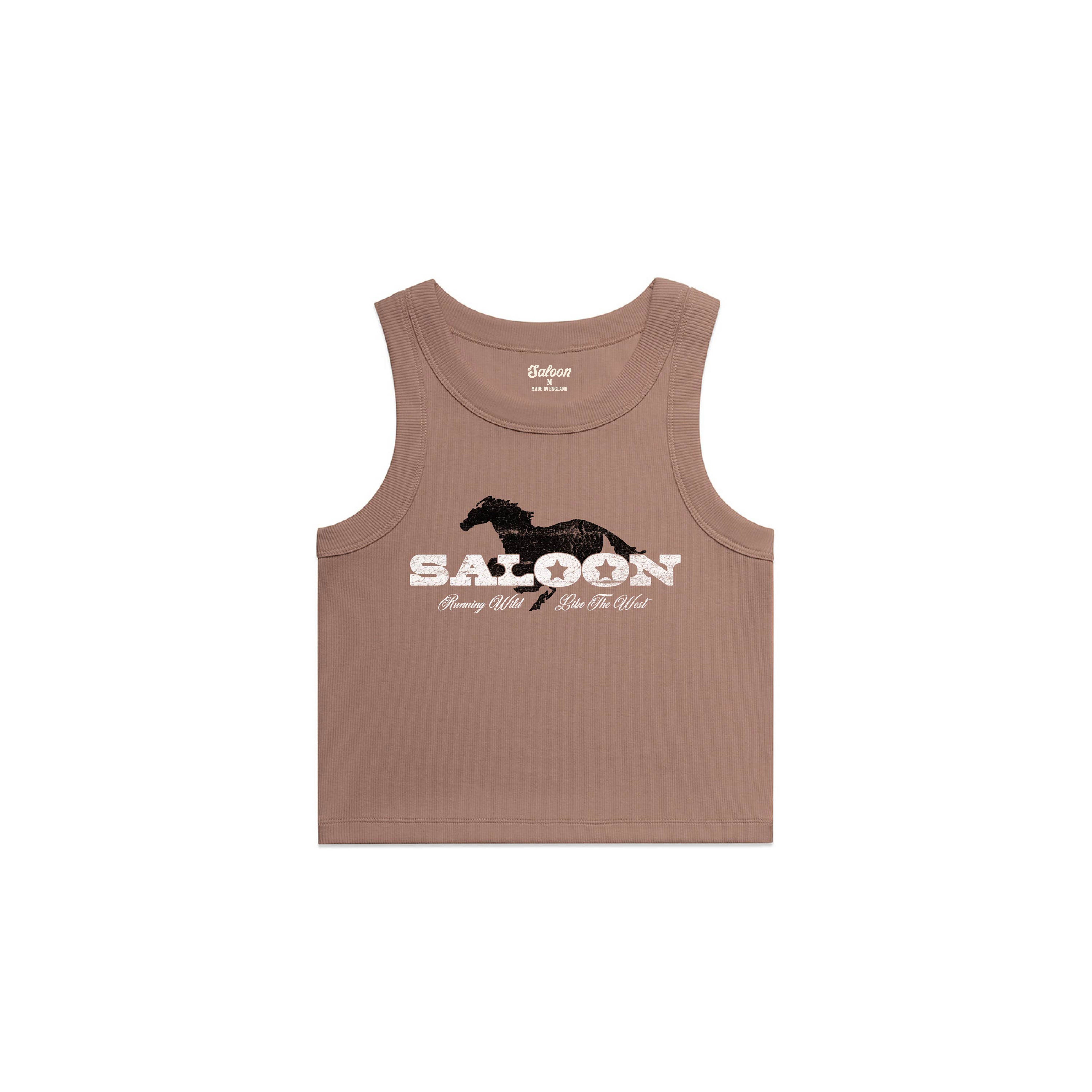 SALOON WILD HORSES - WOMENS RIB CROP TANK
