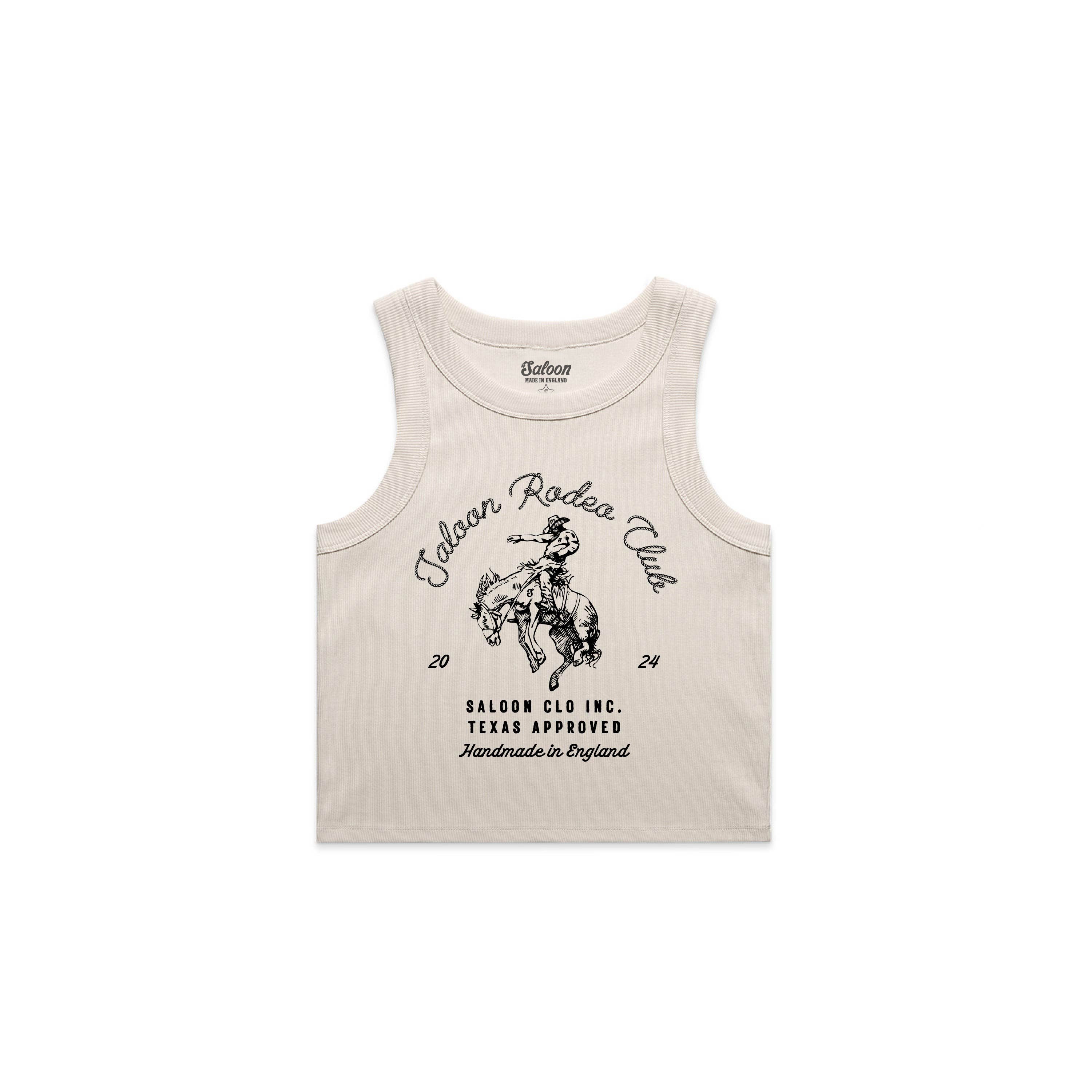 SALOON RODEO CLUB - WOMENS RIB CROP TANK