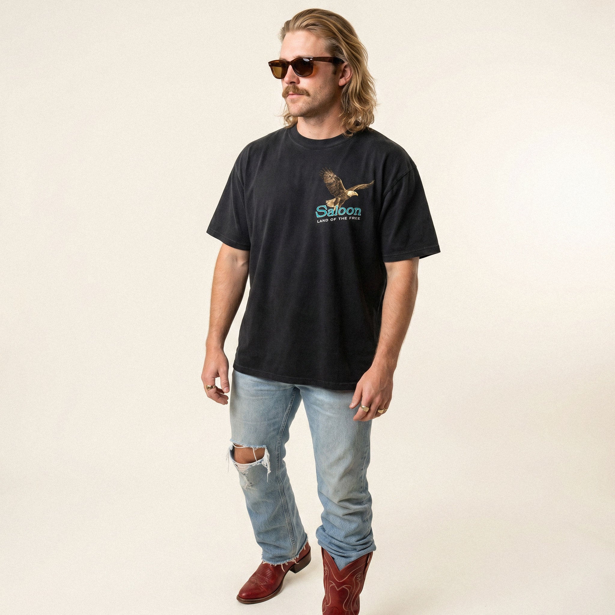 Eagle Land Of The Free - Faded Heavy Tee