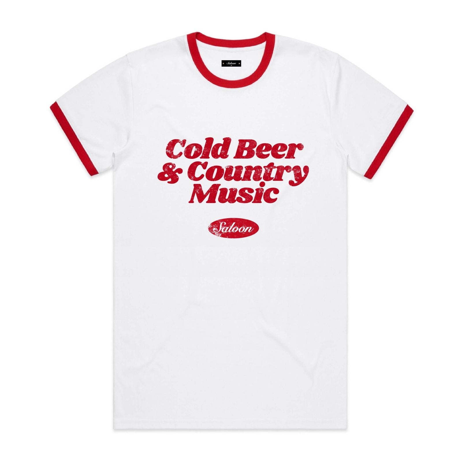 Cold Beer & Country Music Ringer Tee (Red)
