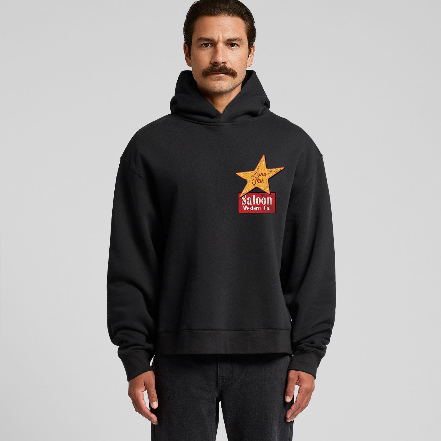 Lonestar Cowboy - Boxy Hoody (Black)