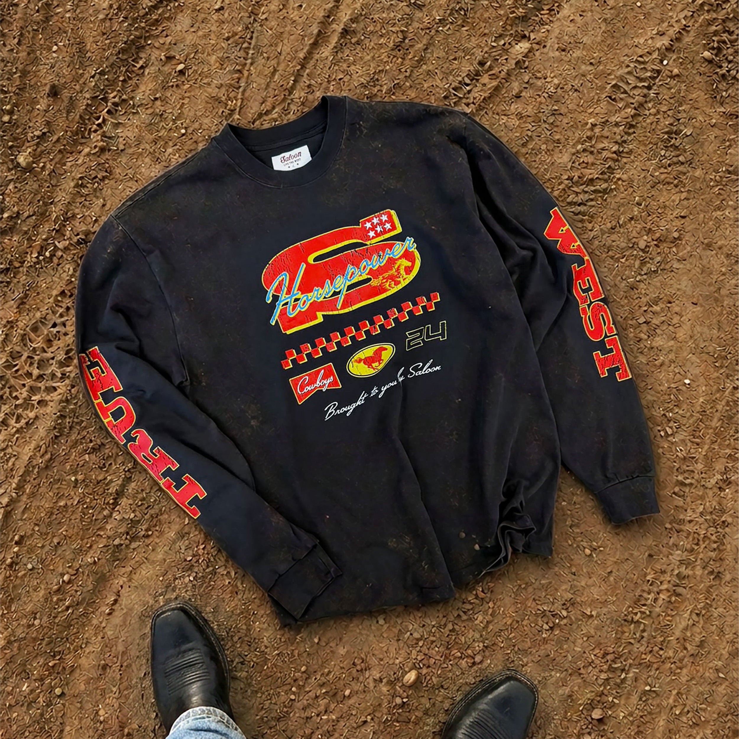 HORSEPOWER MOTO - HEAVY FADED L/S TEE