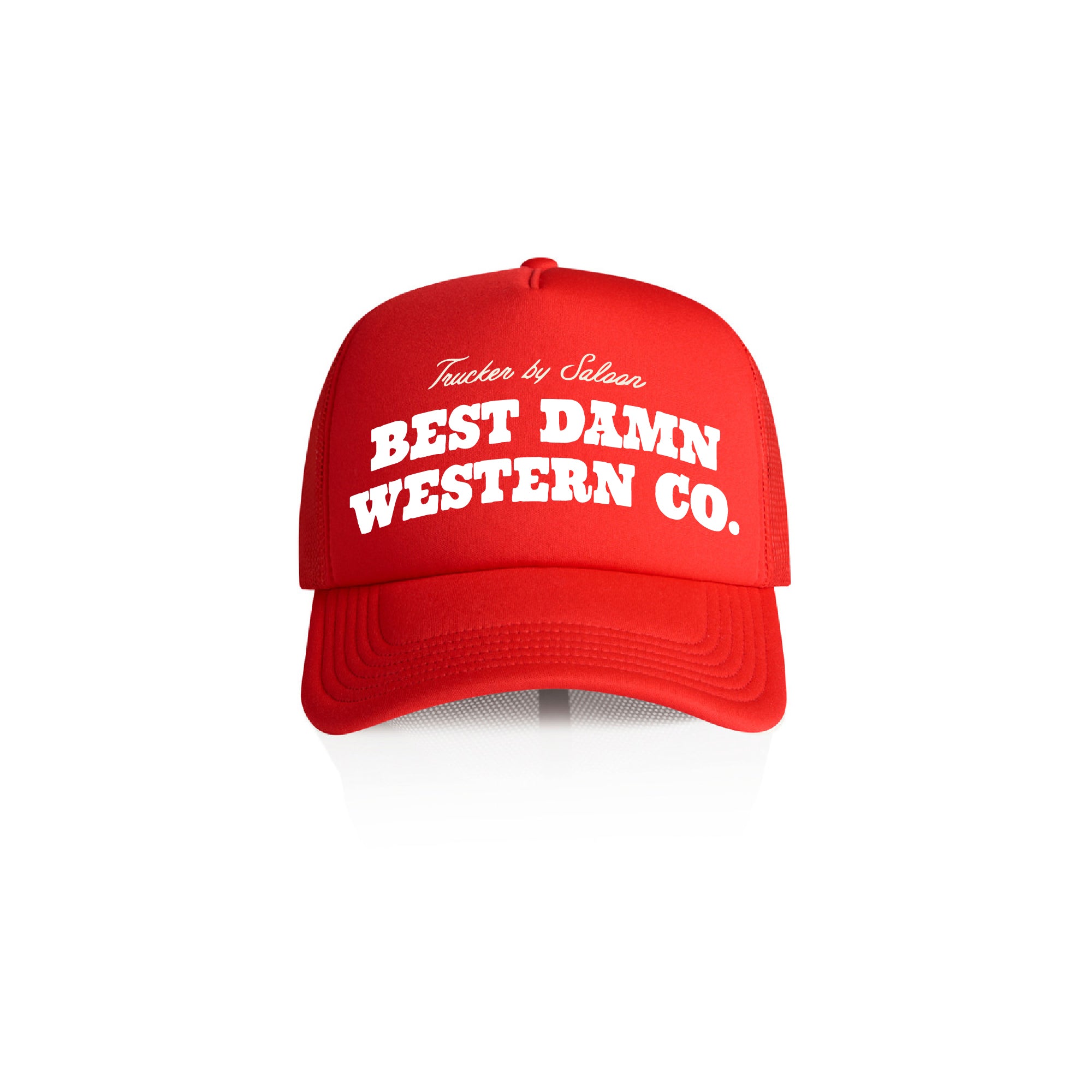 BEST DAMN WESTERN CO TRUCKER HAT - RED
