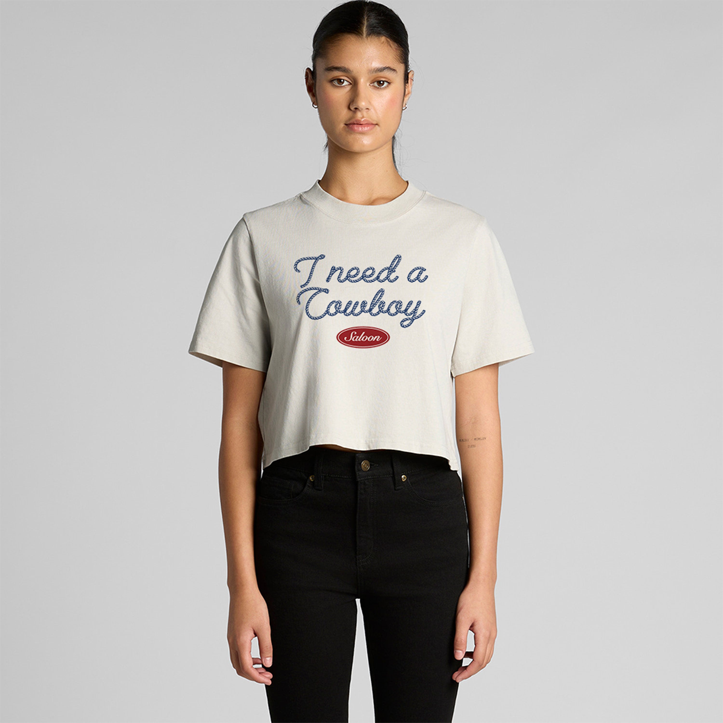 I NEED A COWBOY - WOMEN'S CROP TEE