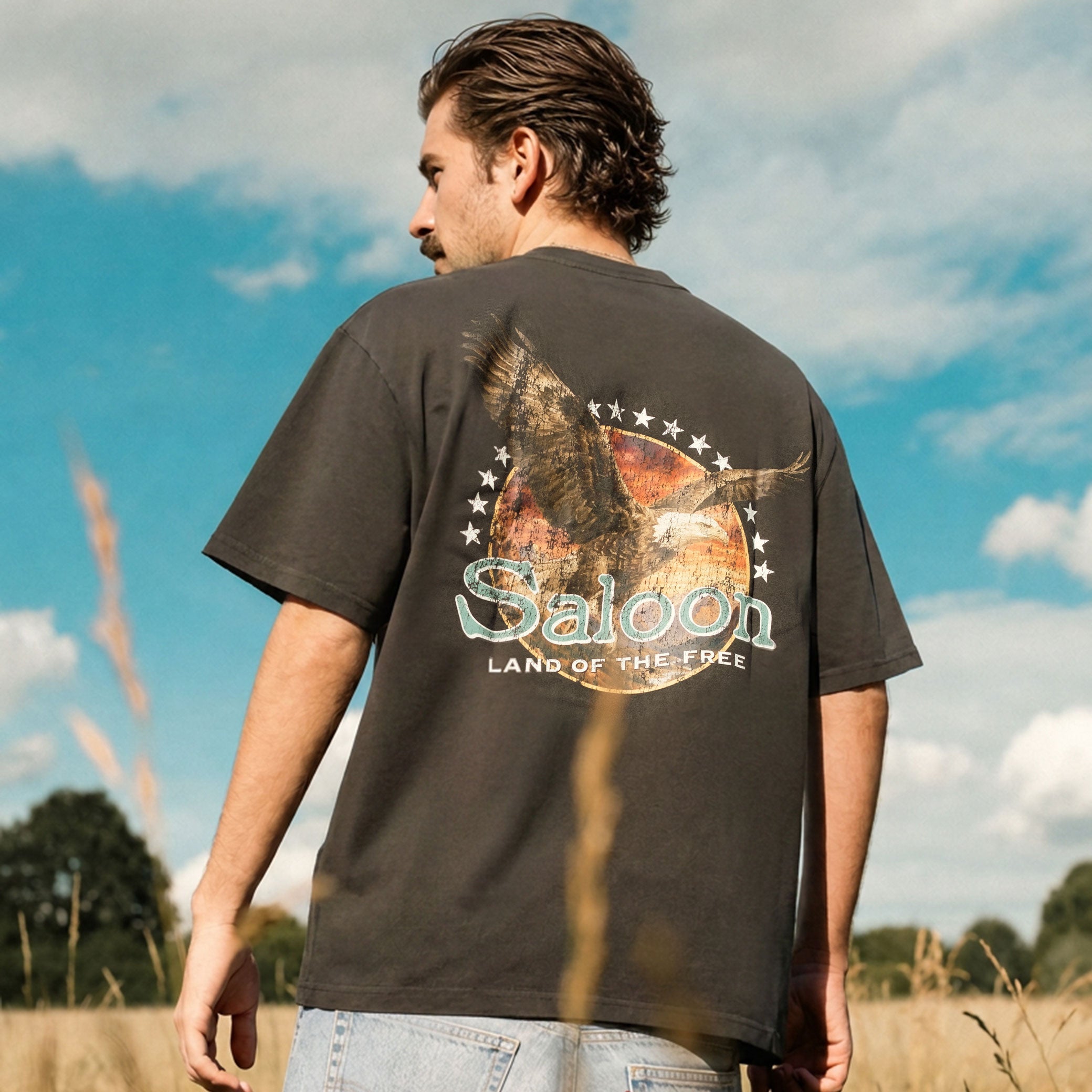Eagle Land Of The Free - Faded Heavy Tee